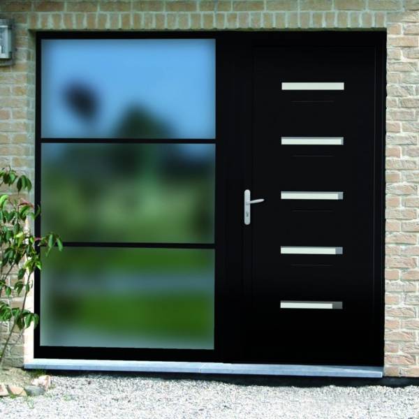 pose porte d'entrée contemporaine en aluminium semi-vitrée avec double vitrage à martigues 13500 bouches du rhone